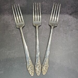 Community Silverplate "Evening Star" Pattern Dinner Forks Set of 3 Vtg MCM